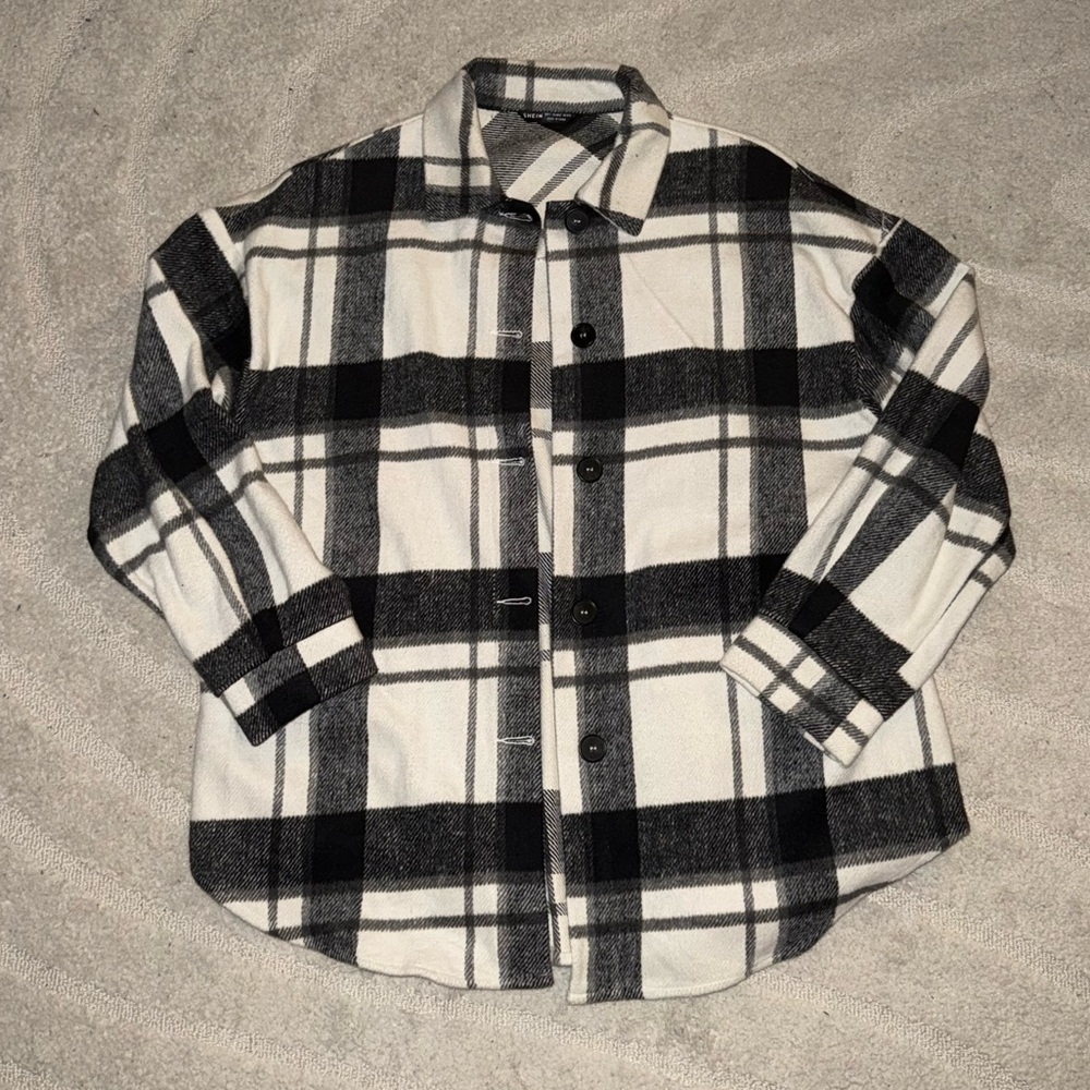 Black and white plaid shacket